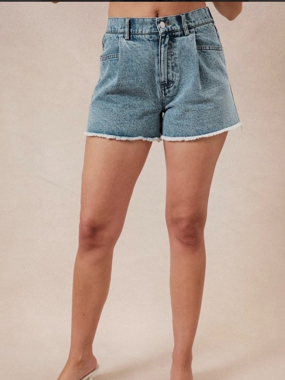 Sunday Edition High-Rise Light Blue Denim Shorts with Raw Hem Size Large NWT